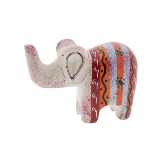 Speksteen beeld olifant met dekentje - Wit