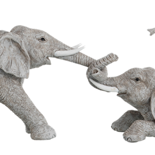 Beeld 'Spelende olifantjes' Grijs