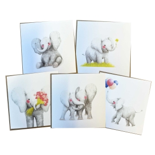 Kaartenset van 5 - Studio Elephantastic x Vrienden van de Olifant