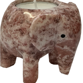 Speksteen Olifanten Waxinelichthouder (klein) - Rood mixkleur
