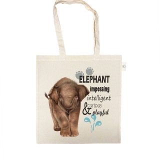 Katoenen tas met olifantje en tekst