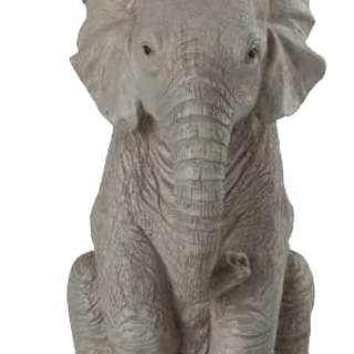 Beeld 'Zittend olifantje klein' Grijs
