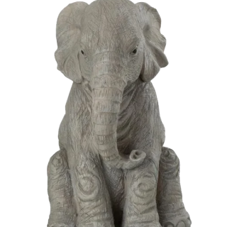 Beeld 'Zittend olifantje groot' Grijs